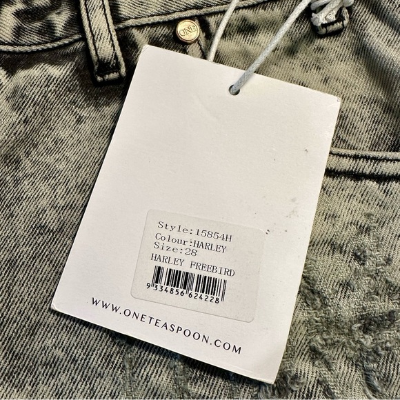 NWT ONE by One Teaspoon ‘Trashed Free Birds’ Jeans in “Harley” Gray Wash Size 28 - Picture 9 of 16